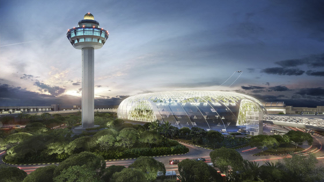 Уникальное сооружение Jewel Changi Airport в лучшем аэропорту архитектура,аэропорт,Сингапур,сооружение,технологии