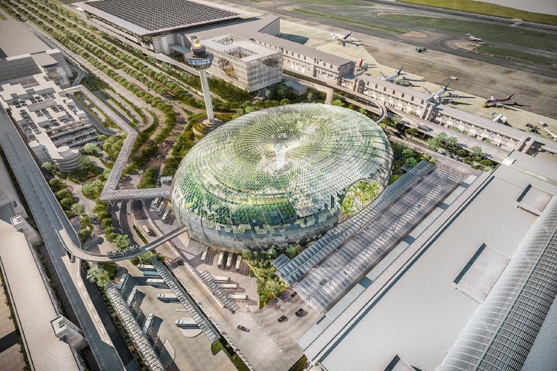 Уникальное сооружение Jewel Changi Airport в лучшем аэропорту архитектура,аэропорт,Сингапур,сооружение,технологии