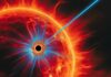 Schwarze Löcher, die heiße Sterne verschlingen, könnten mysteriösen blauen kosmischen Blitz erklären
